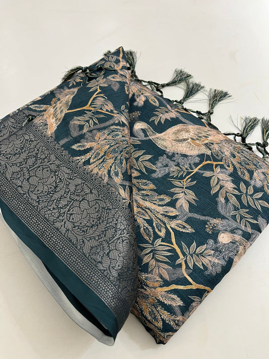 Printed Tussar silk