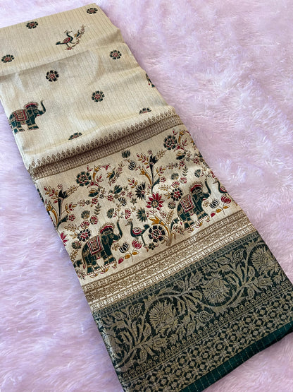 Tussar fancy saree printed