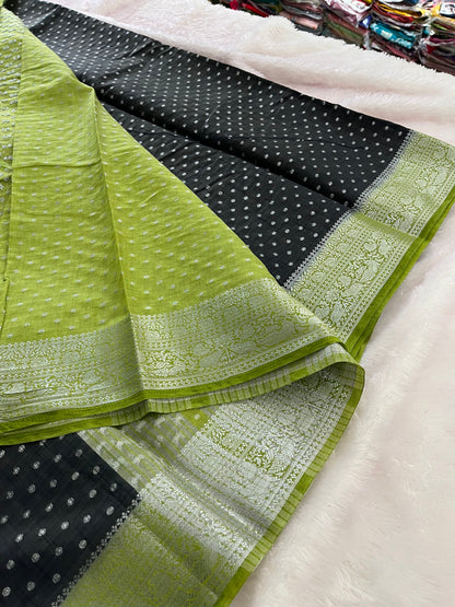Madhubani silk contrast
