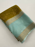 Crepe Silk Brocade Fancy Saree,, contrast border and contrast blouse piece 🌹 - AU10