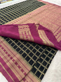 Premium Georgette Sarees In Checks Zari and Small Border with Contrast Blouse Piece 🌹-JU18