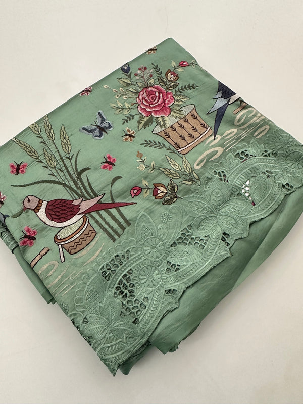 Cut Work Designer Full Embroidery Work Pure Tussar-J20