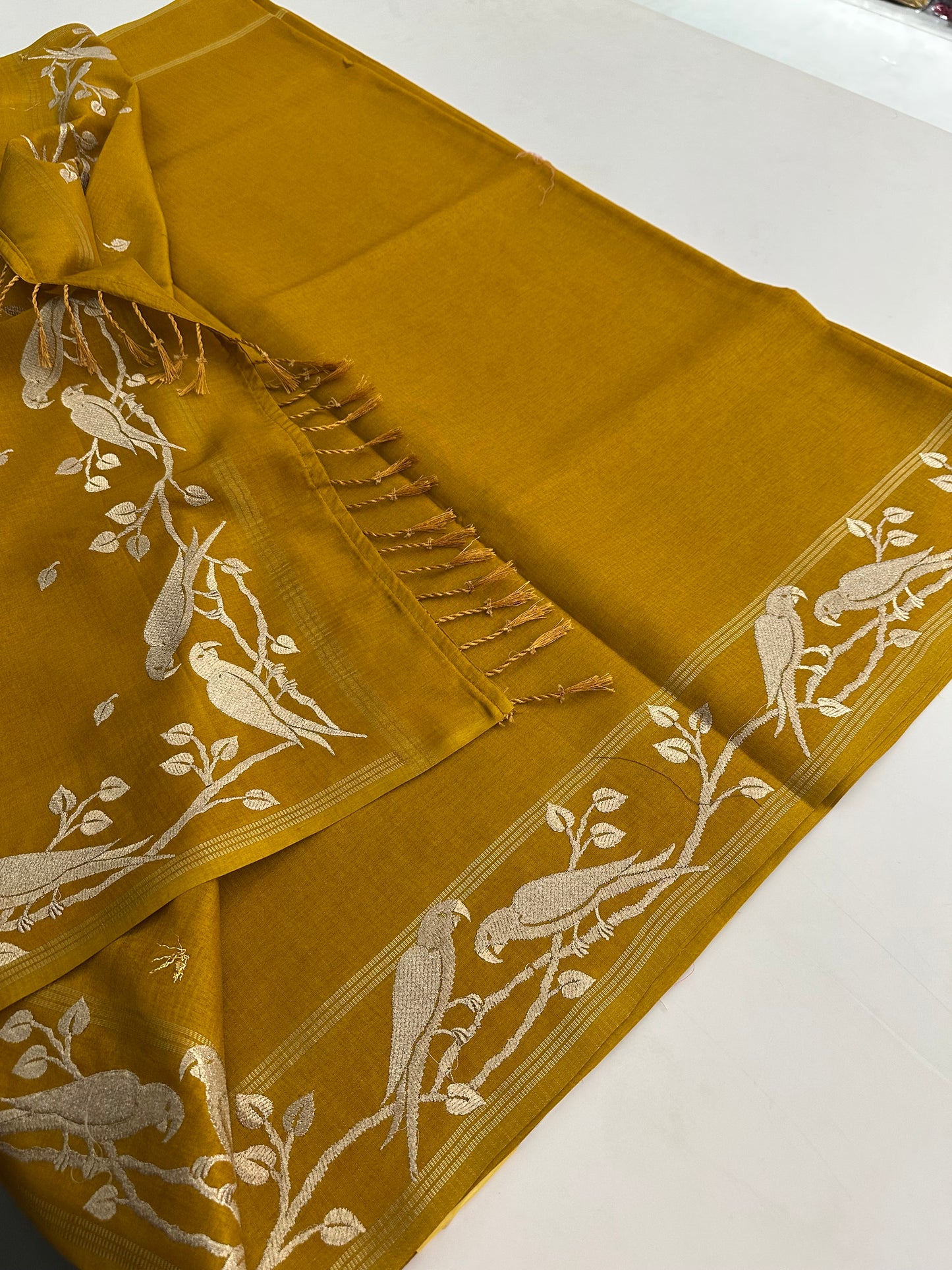 Premium Tussar Work Gold weaving BUTTAS -M25