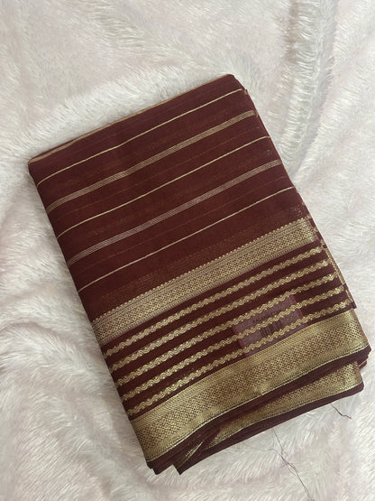 Striped All Self Semi Mysore Silk