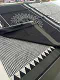 Black and White Tussar Printed Saree- JU28