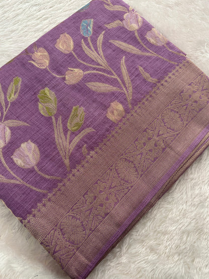 Tulips Linen Premium Saree-M13