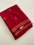 Semi Mysore Silk Small Border Jhumki Buttas - Red - AU27