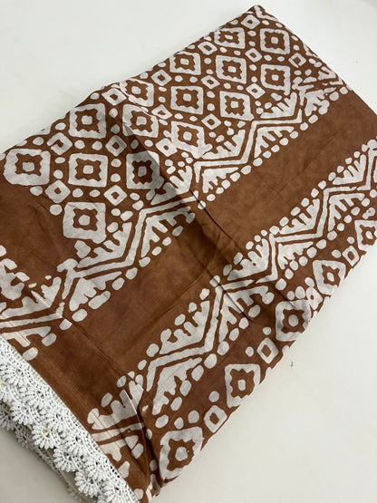 Fancy Soft Cotton Saree With Extra White chikankari Blouse