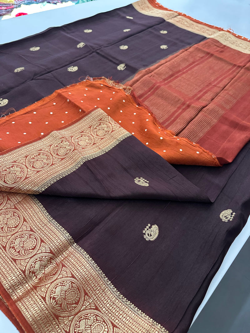 Tussar Fancy Saree in New Contrast Borders🌹- AU-17