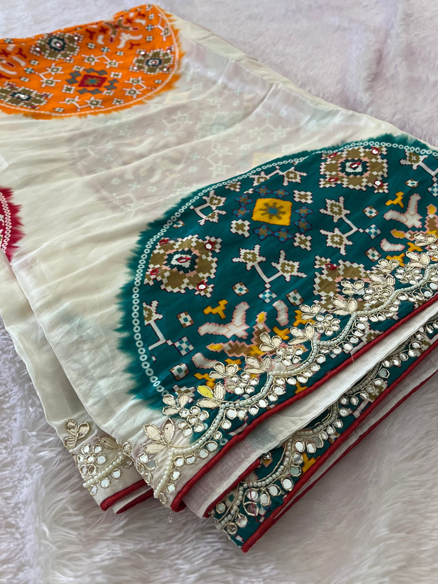 Bandhini Gota Work Gajji Silk Saree