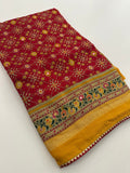 Crush Patola Bandhini Saree – Red X Yellow AU24