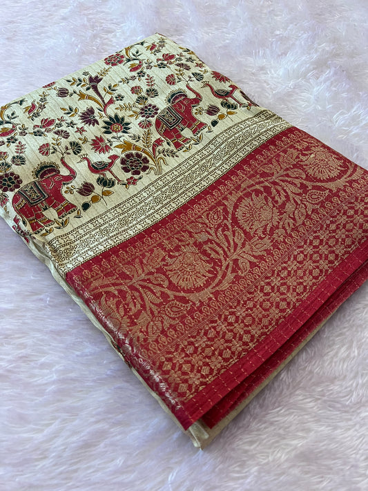 Tussar fancy saree printed