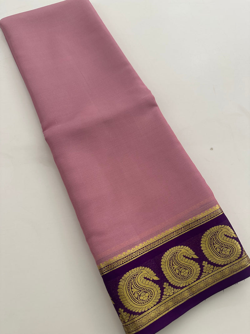 80 GSM Pure Mysore Crape Silk Saree- Silk Mark Certified 🦋-JU29