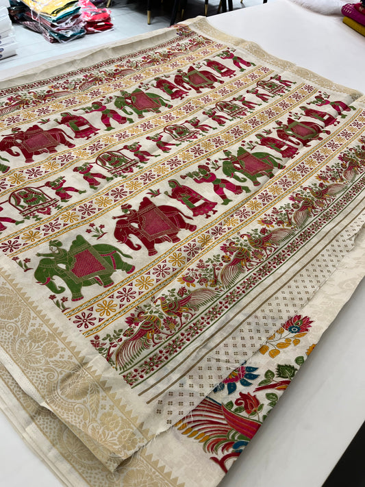Kalamkari Linen Chiffon