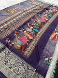 Kalamkari Printed Crape-JU14