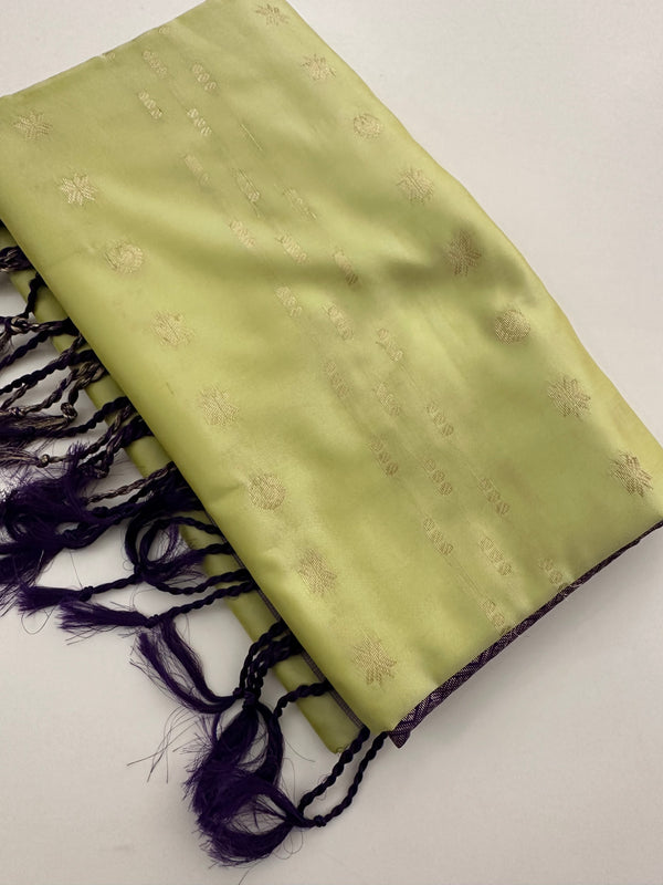 🌹4 shades of semi kanchi soft silk sarees in beautiful combinations in contrast blouse🌹