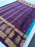 Vintage Semi Crepe Silk Saree with contrast butti blouse and mango border-Au15