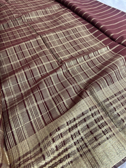 Striped All Self Semi Mysore Silk