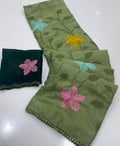 Start Georgette Saree With Embroidery Work-J30