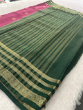 Semi Crepe Checks Saree - Magenta x Green AU25