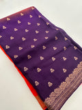 Dyed Crape Saree weaving, Butta, and weaving border🌹-AU2