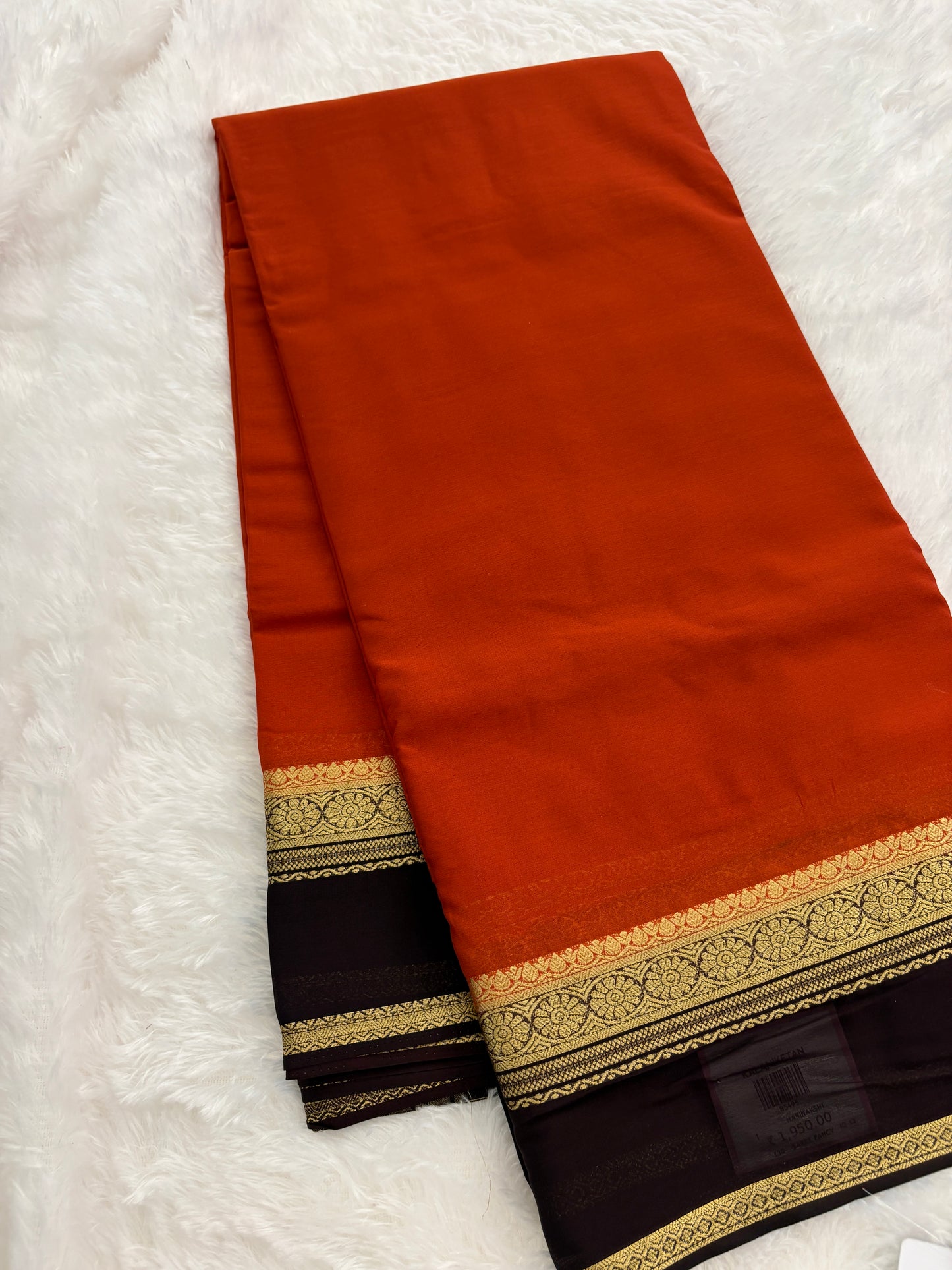 Rust X Dark Brown Small Bentex Semi mysore Silk Saree-J1112