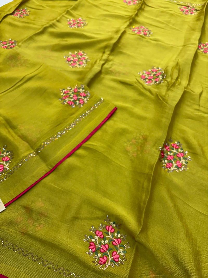 Marshmallow Chiffon Saree-AU2