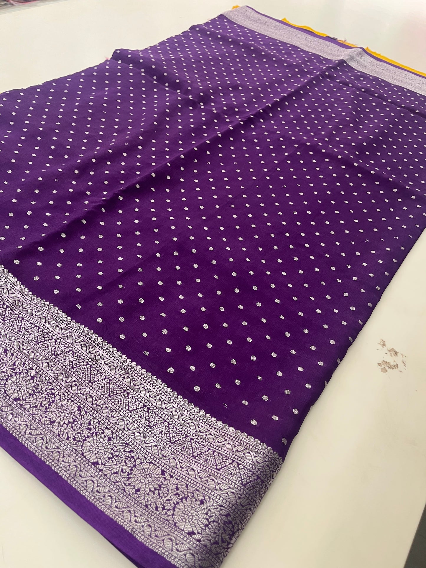 Banarsi Crape Silver Butties