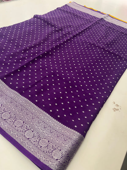 Banarsi Crape Silver Butties