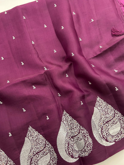 Dark Purple Butter silk Saree-DC712