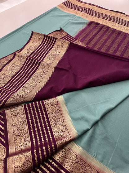 310 semi crape silk kaddi pallu