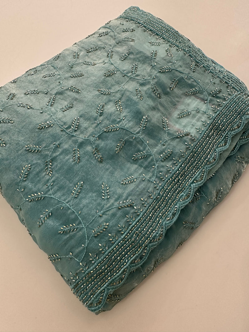 Soft marshmallow, organza fabric  pastel color sarees with work with work, self Blouse 🌹- AU17