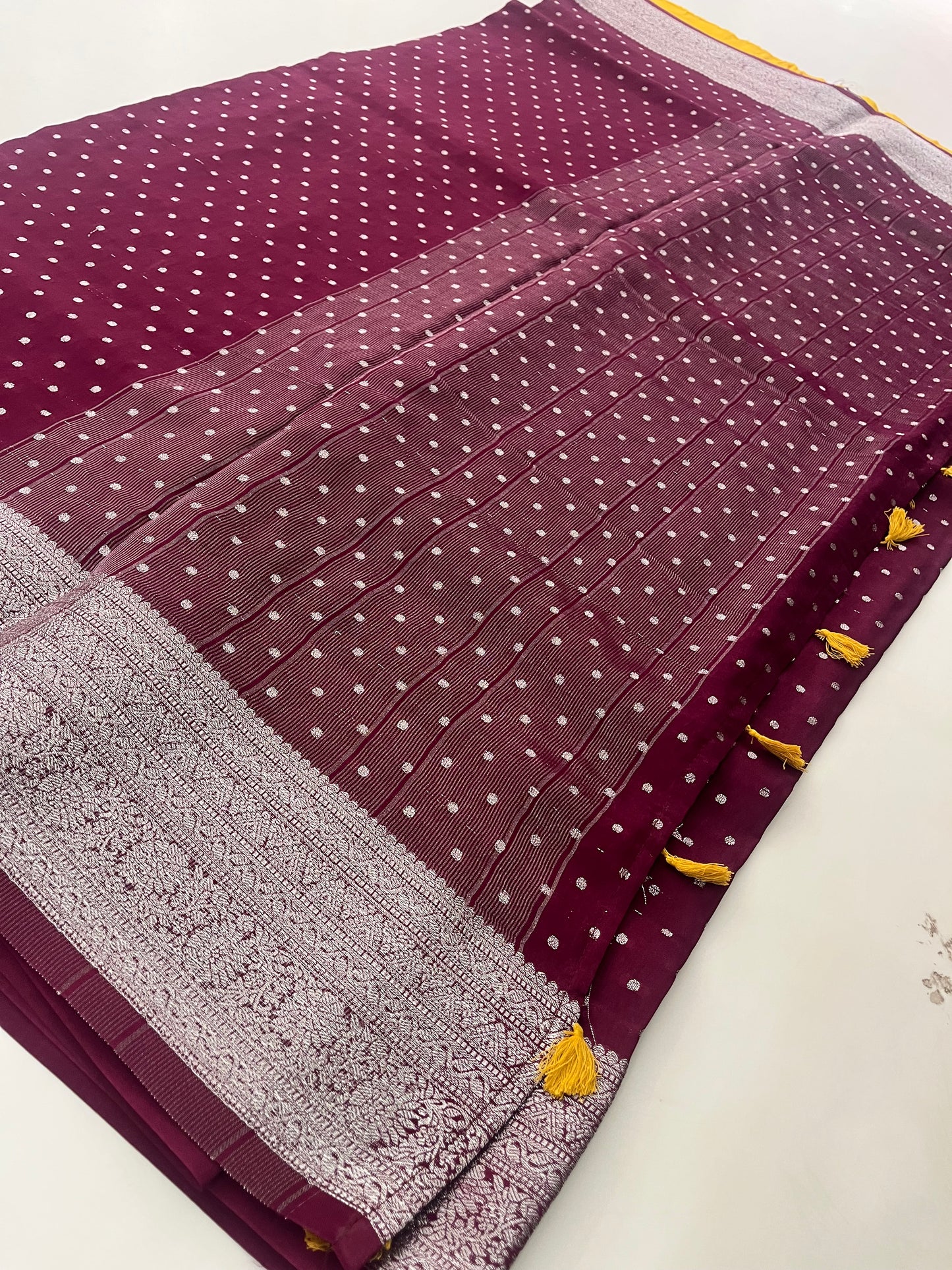 Banarsi Crape Silver Butties