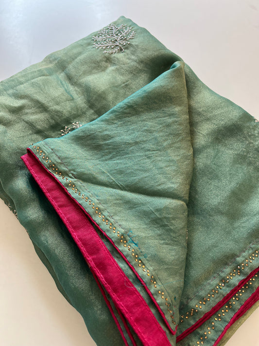 Laser Chiffon Work Saree