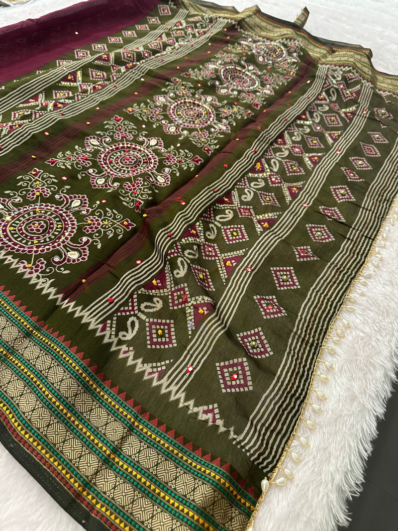 Premium Designer Chanderi Mul Fabric With Designer Border and Weaving Pallu with Tassels❤️❤️-JU3