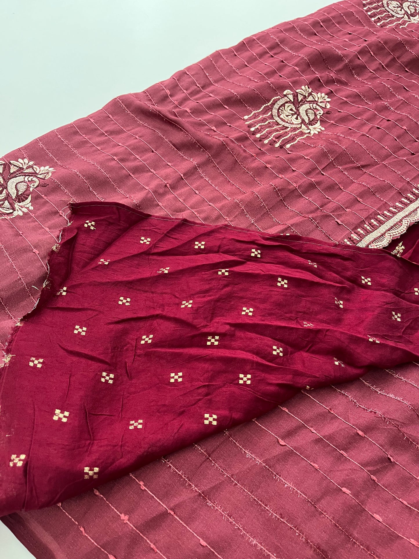 Tussar fancy embroidery buttas