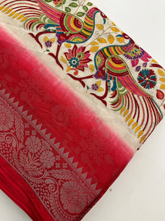 Kalamkari Linen Chiffon