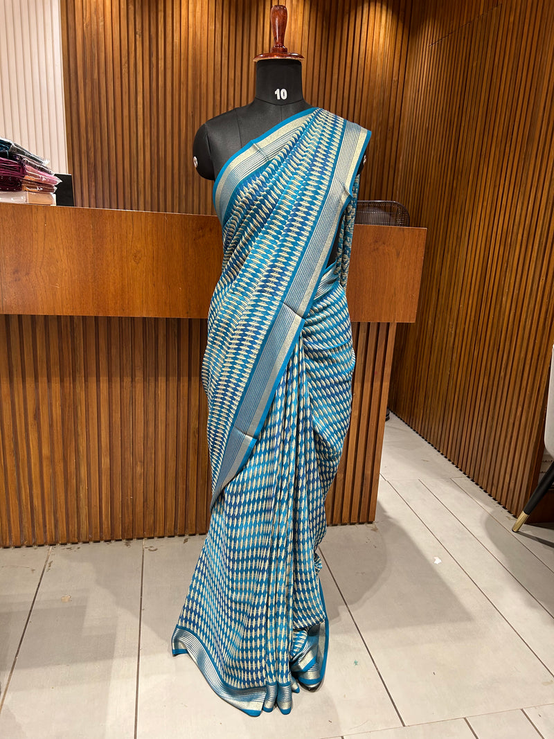 Premium daily wear printed chiffon sarees 🌹 JU26