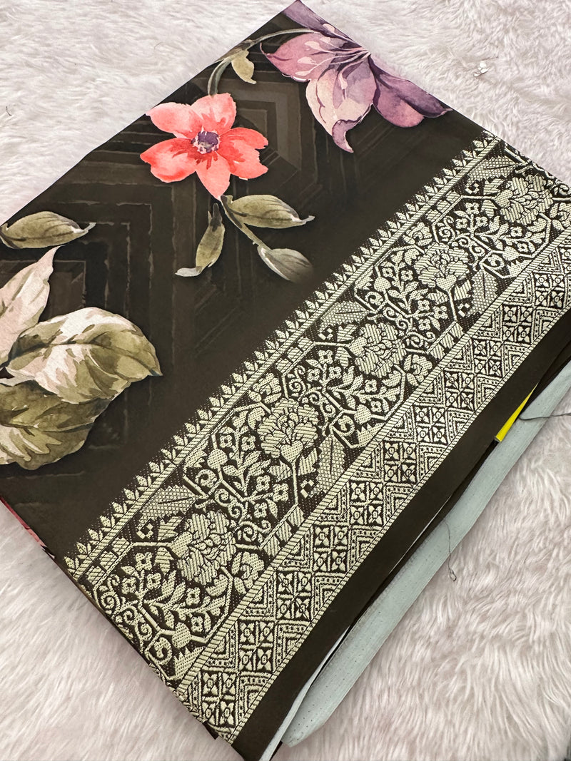 Kalamkari Printed Crape-JU14