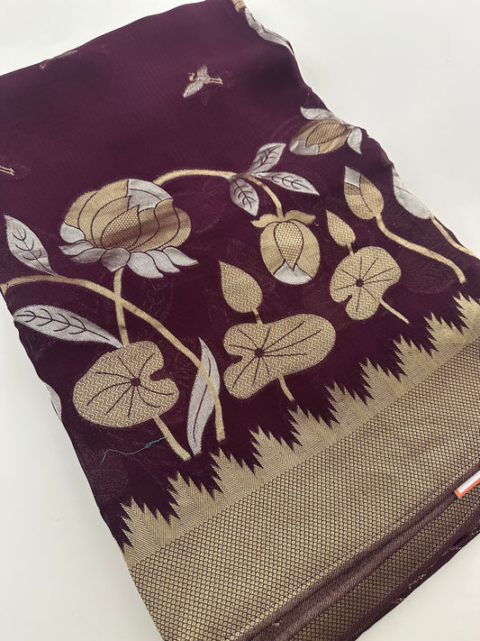 Jute Chiffon Premium Designer Saree-M26