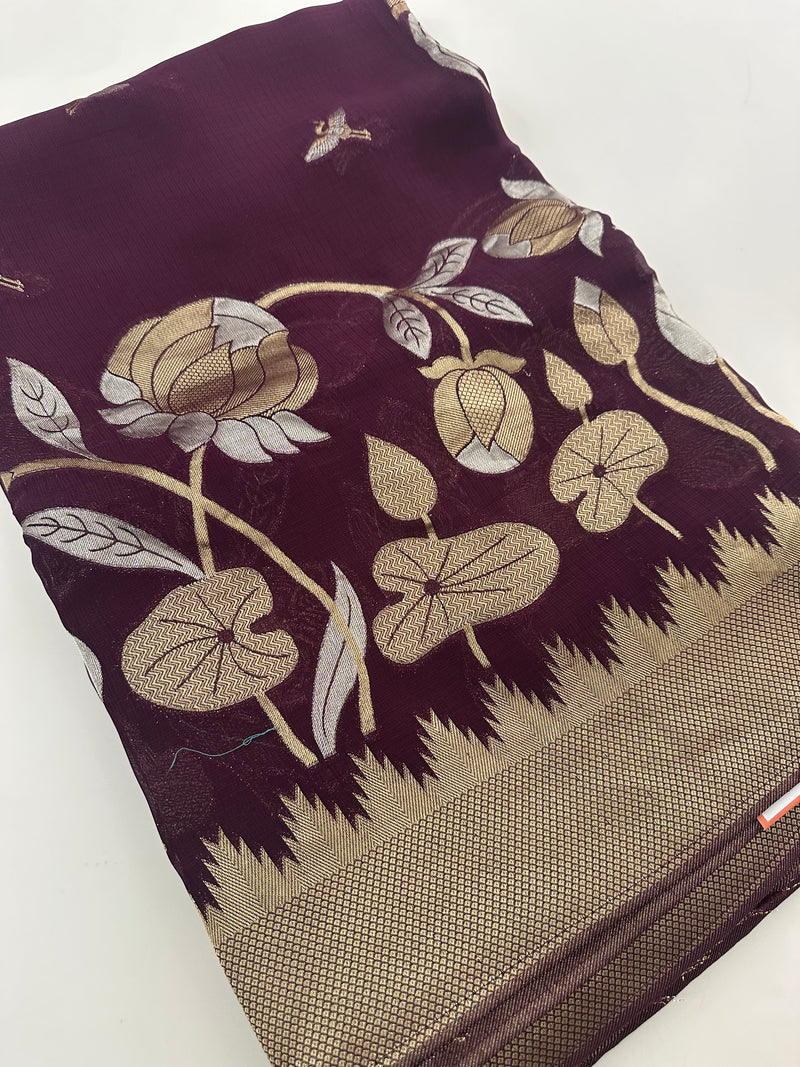 Jute Chiffon Premium Designer Saree-M26