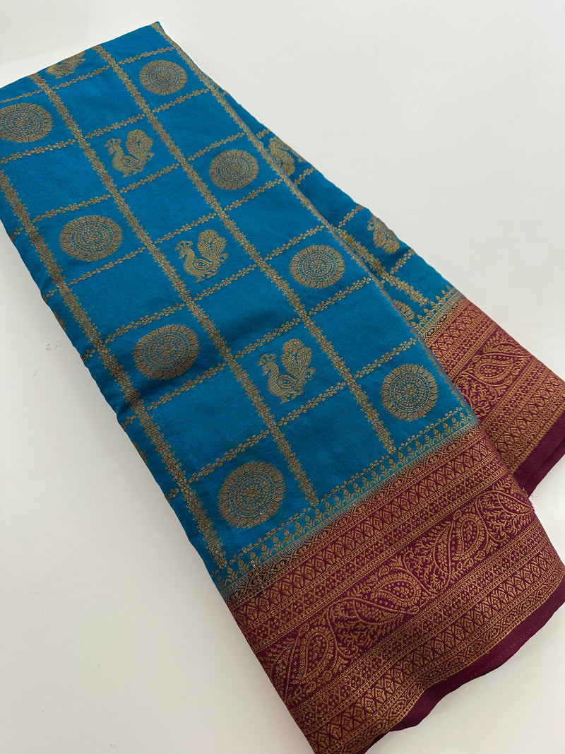 New collection in South Cotton Silk sarees for Varmahalaxmi with contrast matching blouse piece🌹-AU3