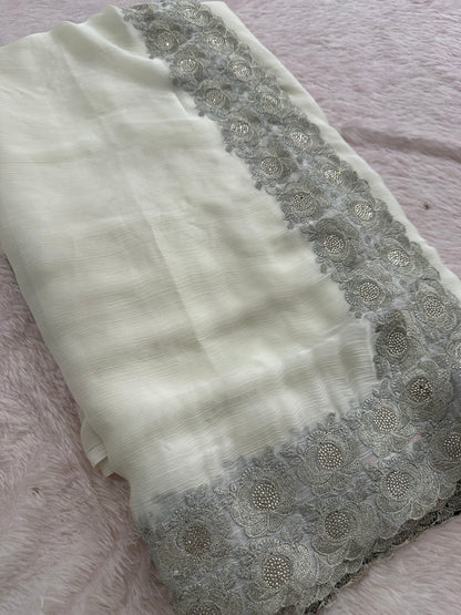 Soft Organza Silver Work-M12