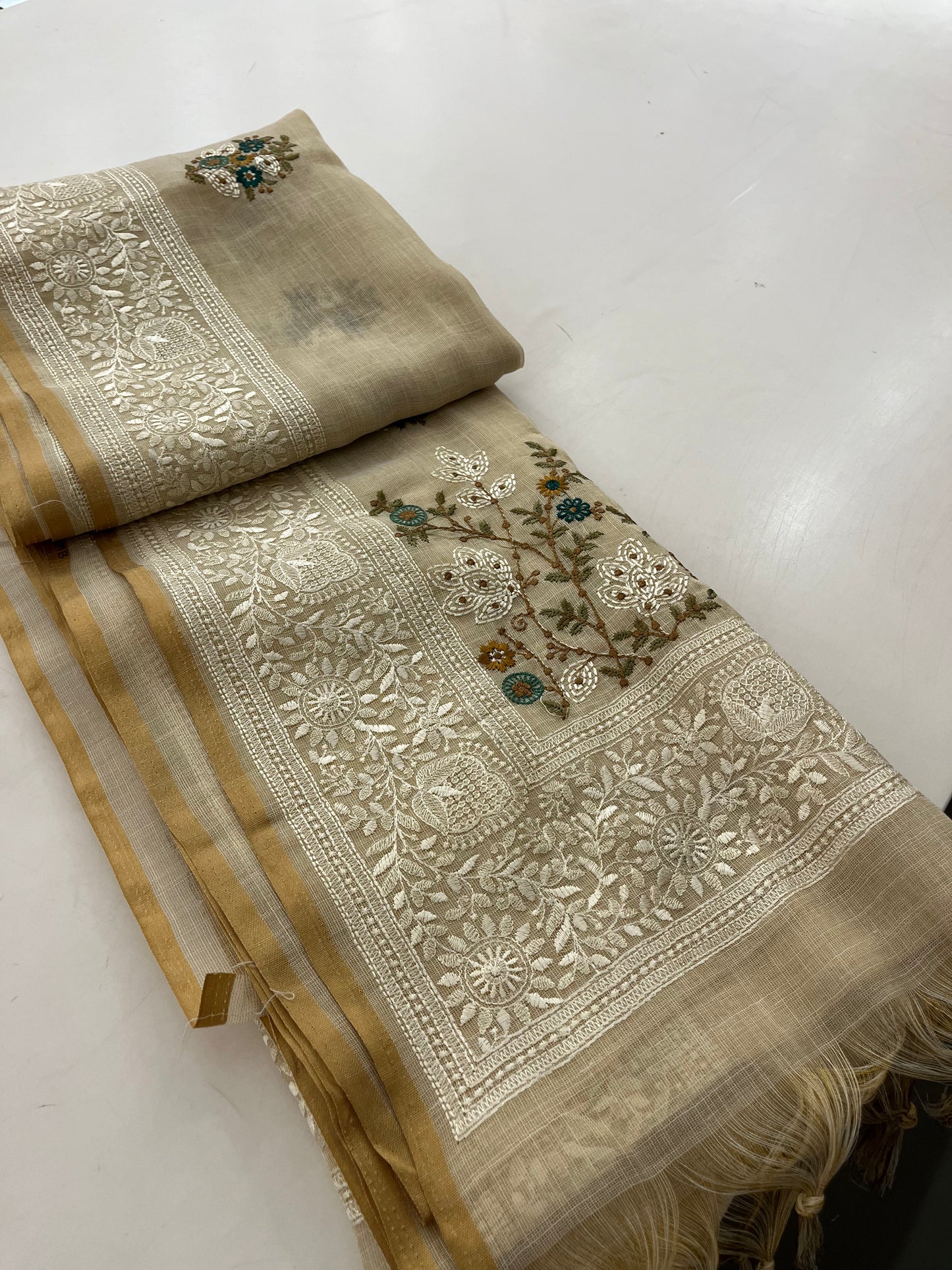 Linen cotton Fancy saree