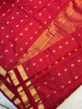 RANI PINK GOLD JARI MICRO CHECKS AND SMALL BUTTIES WITH BENTEX BORDER PUREMIX KANCHI SILK SAREE