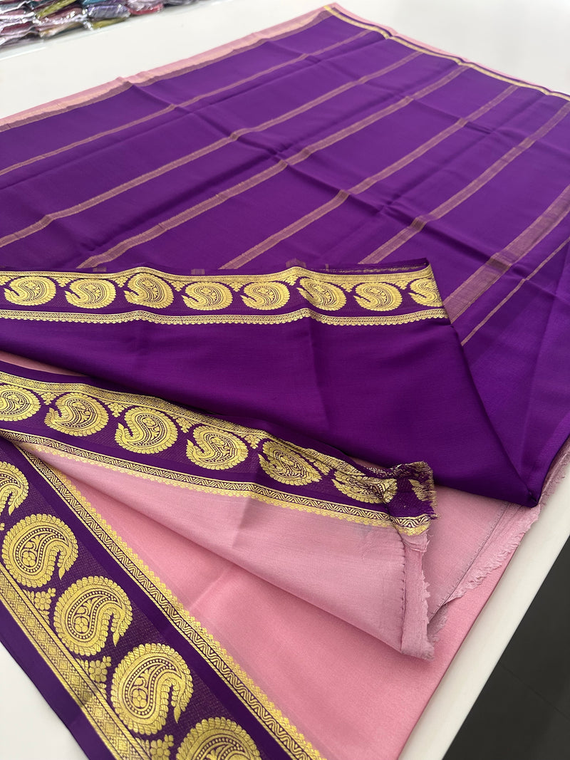 80 GSM Pure Mysore Crape Silk Saree- Silk Mark Certified 🦋-JU29