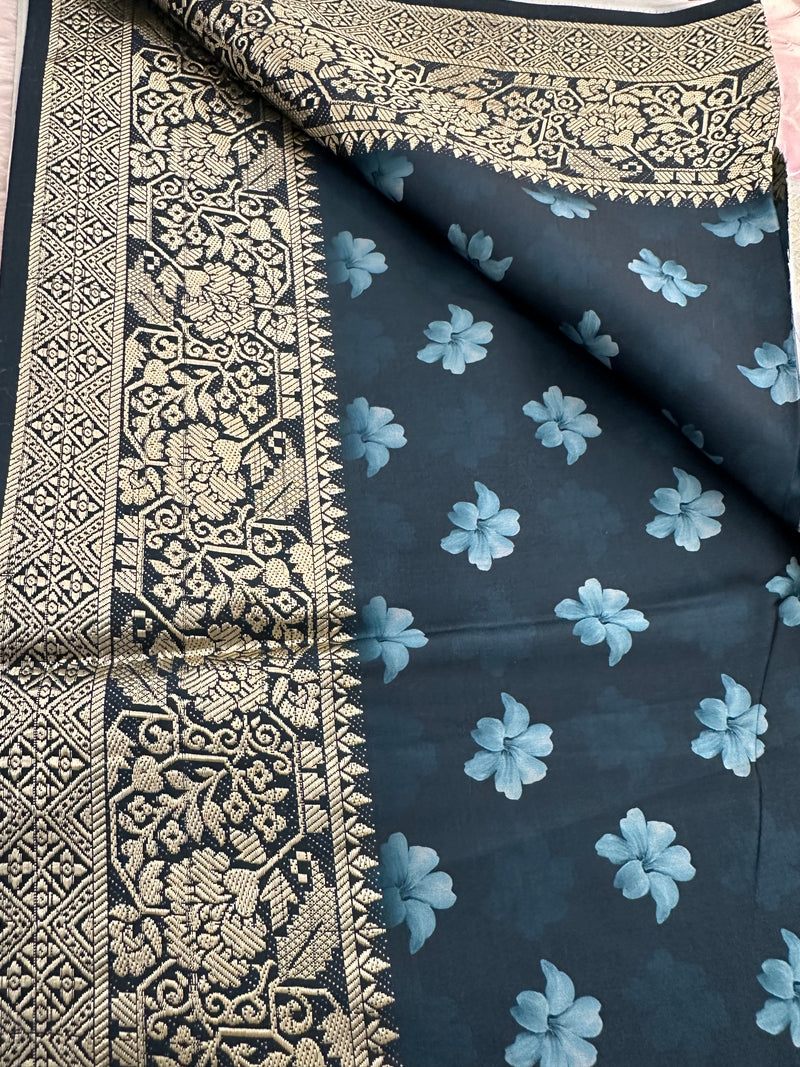 Kalamkari Printed Crape-JU14