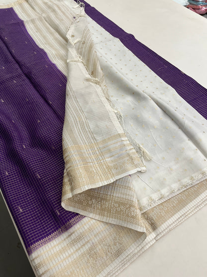 Banarasi viscose crape purple micro checks butties