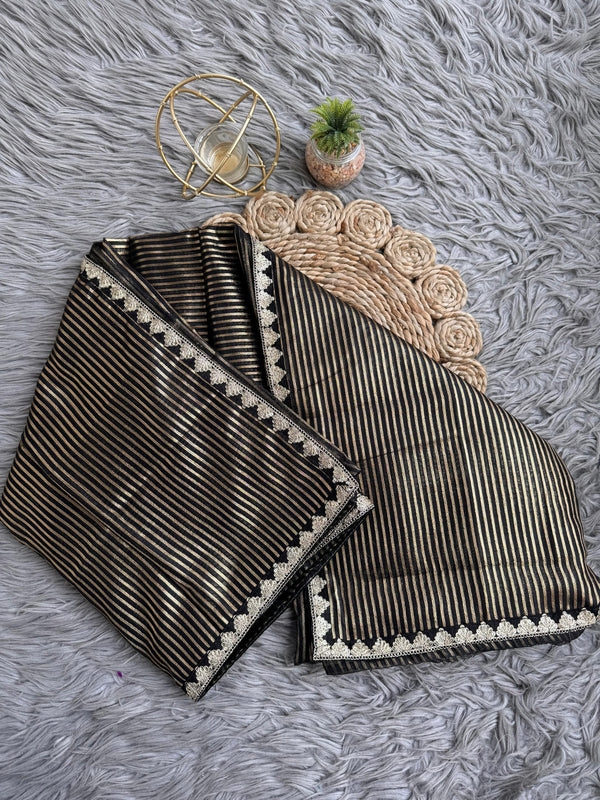 Trisha Black Gold Organza