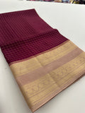 Banarsi Viscose Sarees in contrast border and contrast blouse piece comes in checkered pattern 🌹- AU-17